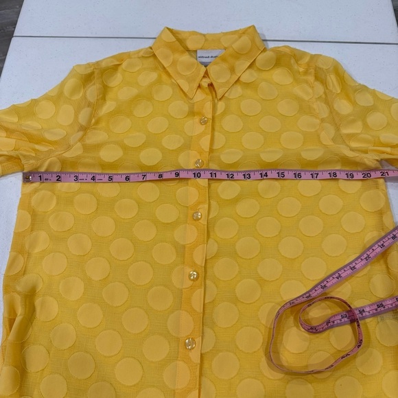 Alfred Dunner Blouse Sheer Circles 3/4 Sleeve Butter Yellow Women’s Size 12P - Picture 5 of 11